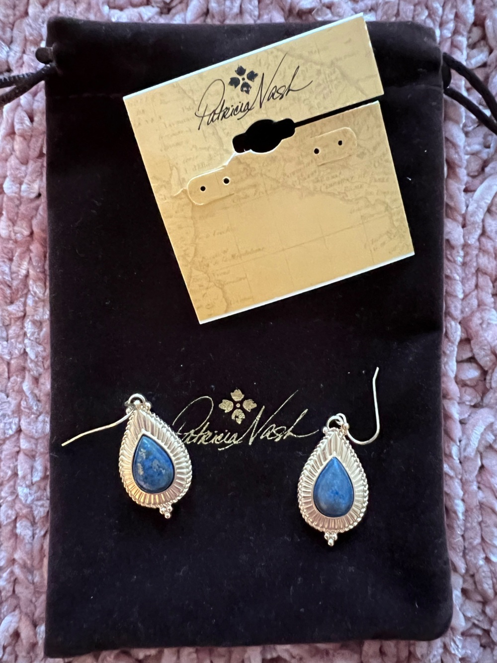Patricia Nash Gold-Tone Earrings with Blue Teardrop Stones